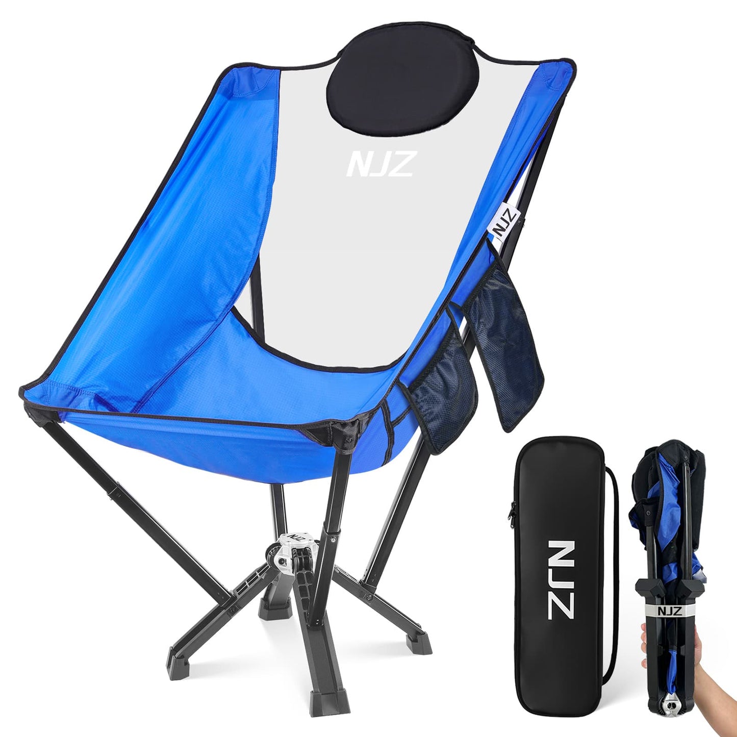 NJZ High Back Camping Chair for Big Tall Adults Blue