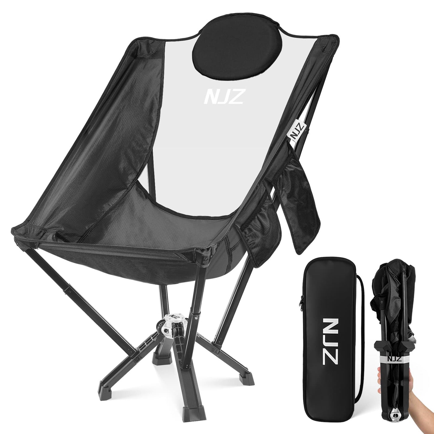NJZ Oversized High Back Folding Chair Black