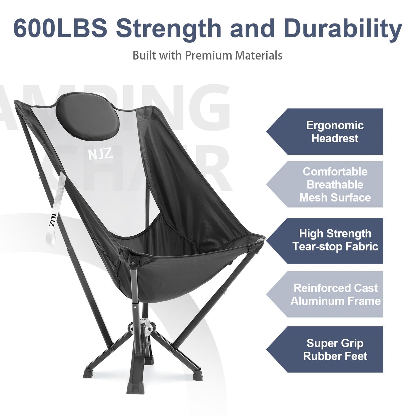 NJZ Highback Foldable Chair with Head Pillow
