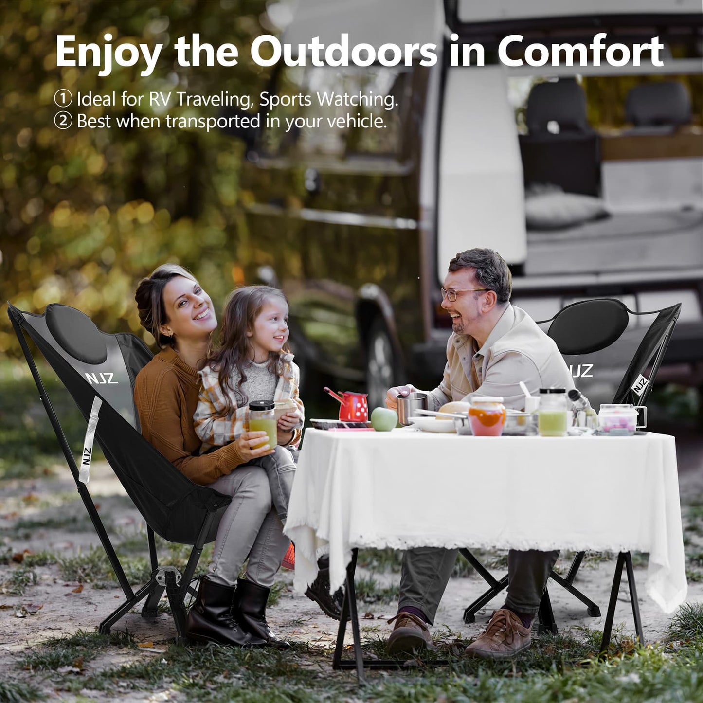NJZ Folding Oversized Chair for RV Car Camping