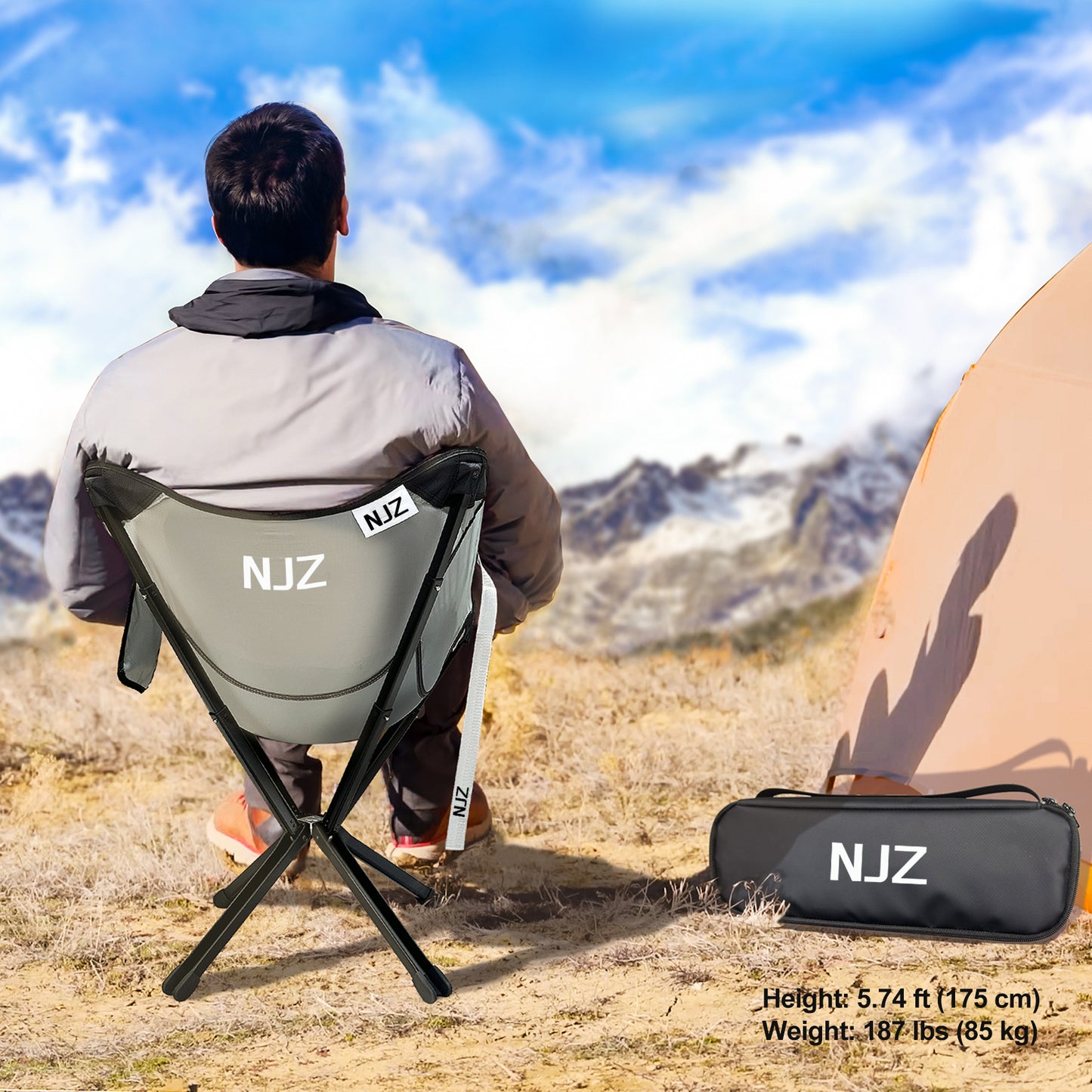 2 Packs: 2xBackpacking Chair(Silver)