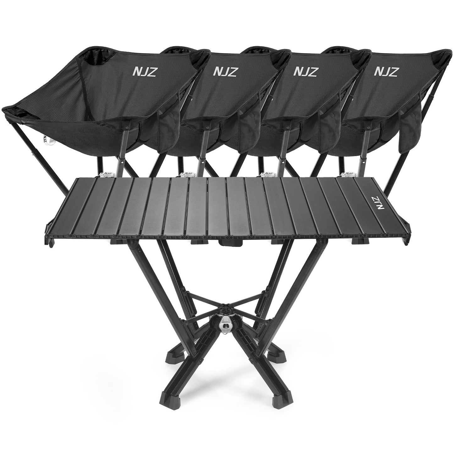 5 Packs: 4x Classic Chairs(Black)+1x Camping Table