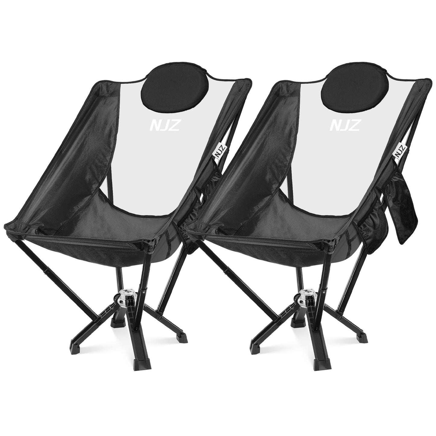 2 Packs: 2xHeavy Duty Camping Chair(Black)