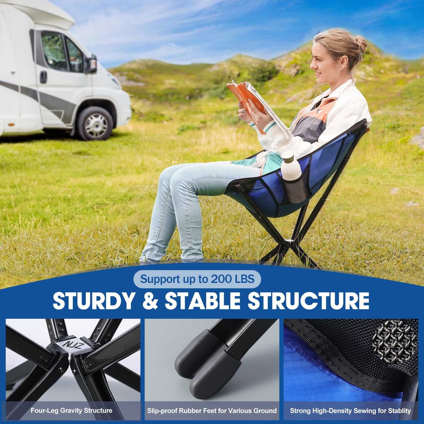NJZ Portable Lawn Chair for Garden Patio Picnics