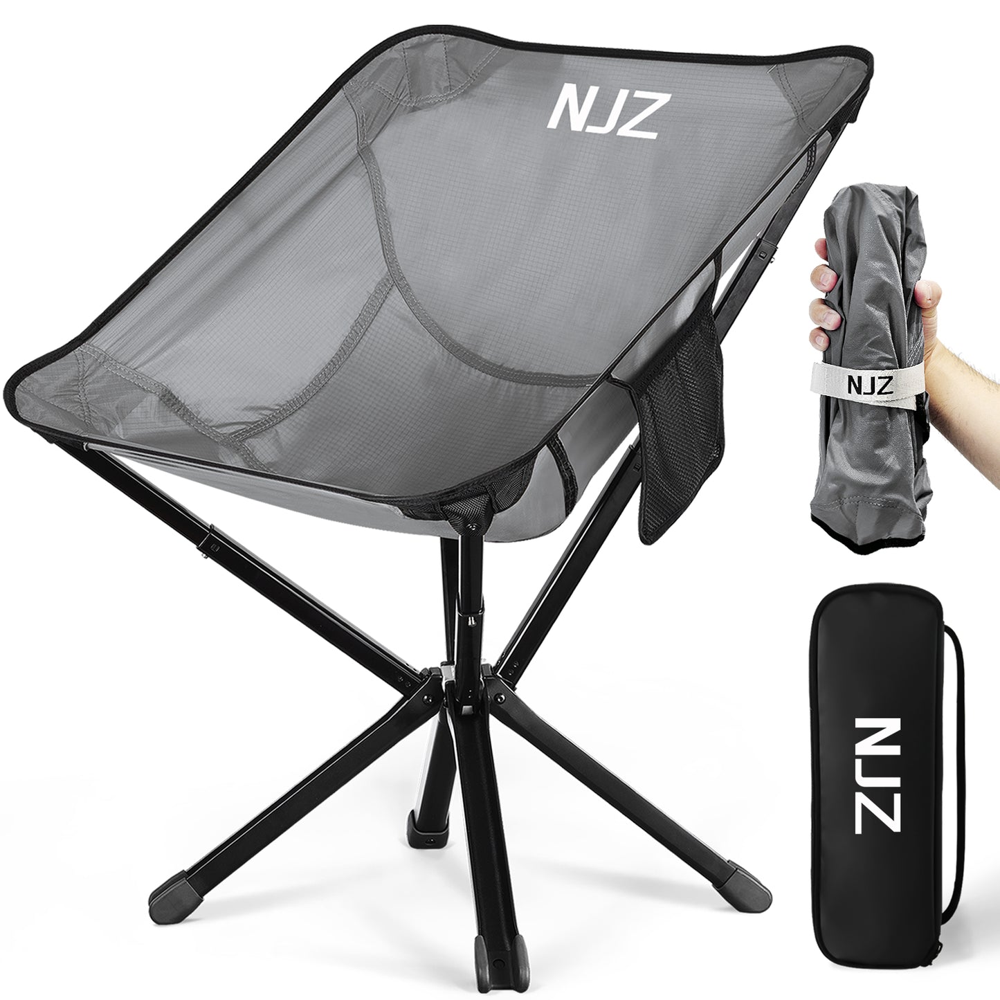 4 Packs: 2xBackpacking Chairs(Silver)+1x Camping Table+1x Camping Light