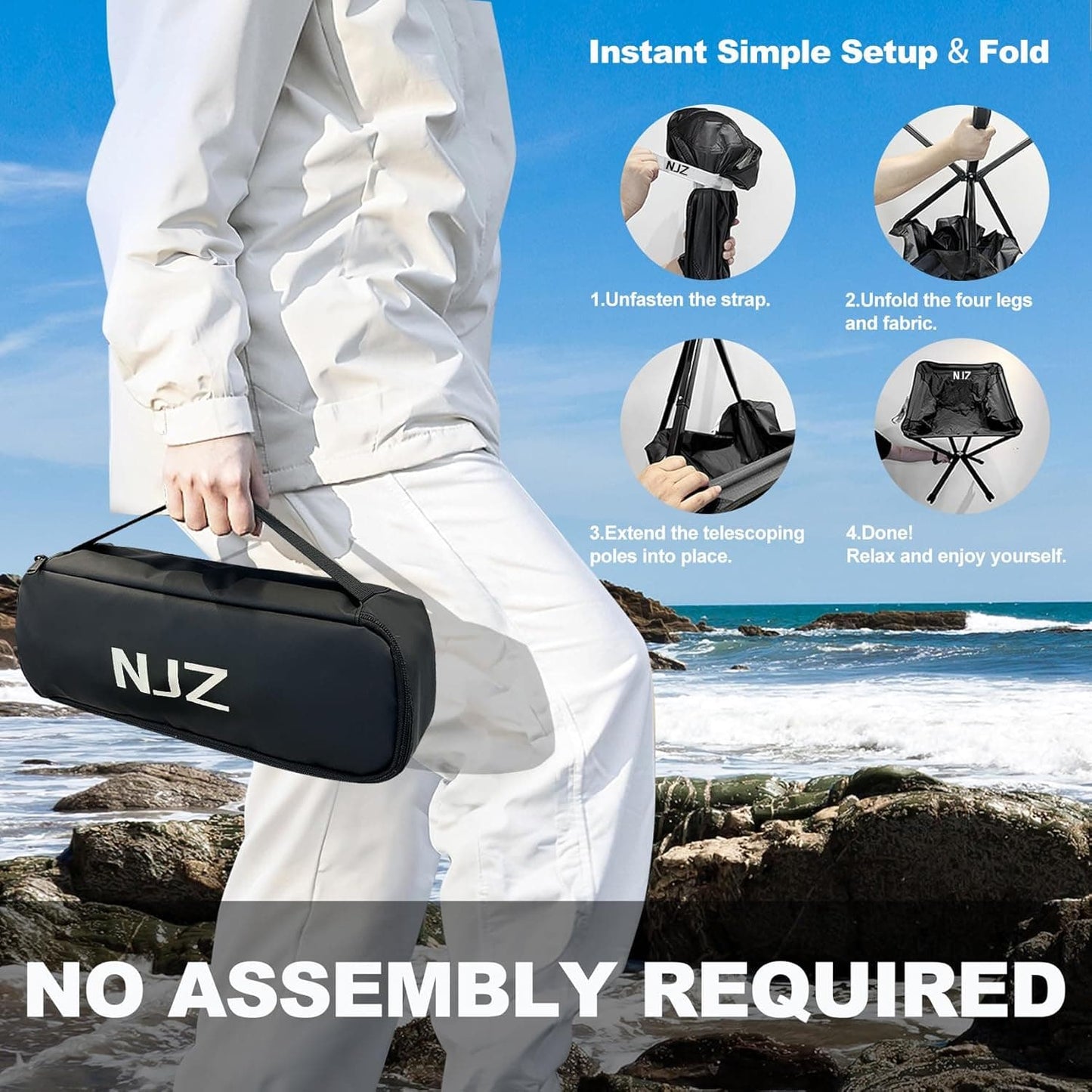 NJZ outdoor folding travel chair with carrying bag
