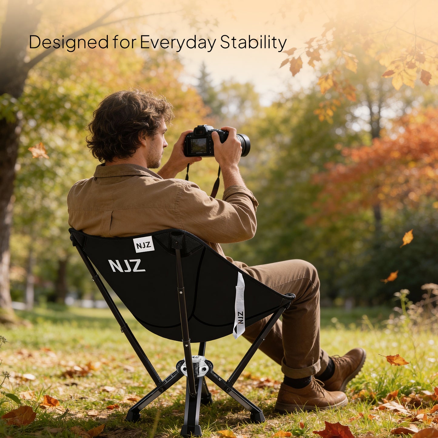 NJZ Heavy Duty Camping Chair 450 lb Capacity – Compact Folding RV Travel Chair