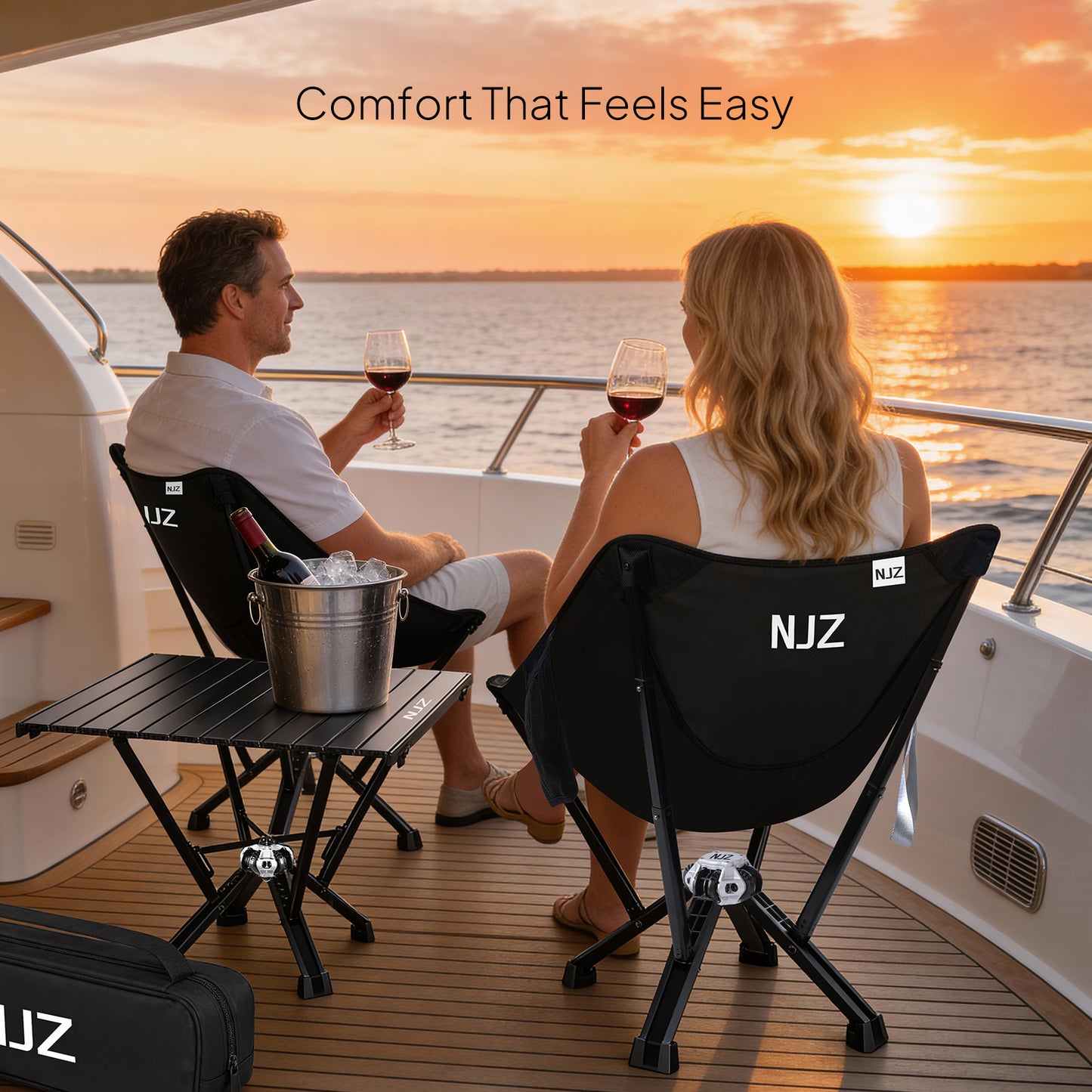 NJZ Heavy Duty Camping Chair 450 lb Capacity – Compact Folding RV Travel Chair