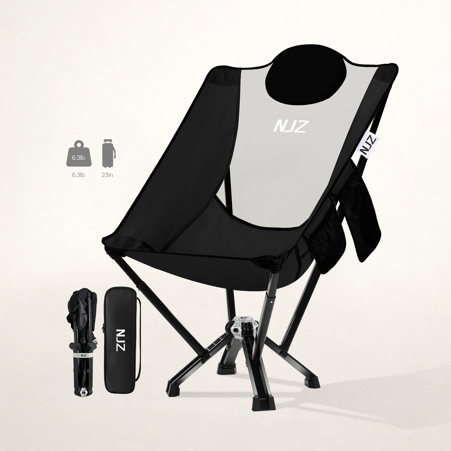 NJZ Heavy Duty High Back Camping Chair - 450 lbs Capacity for Big & Tall