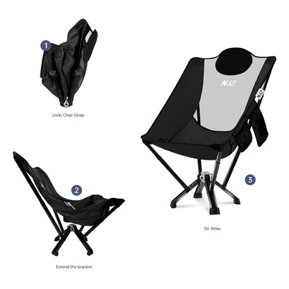 NJZ Heavy Duty High Back Camping Chair - 450 lbs Capacity for Big & Tall