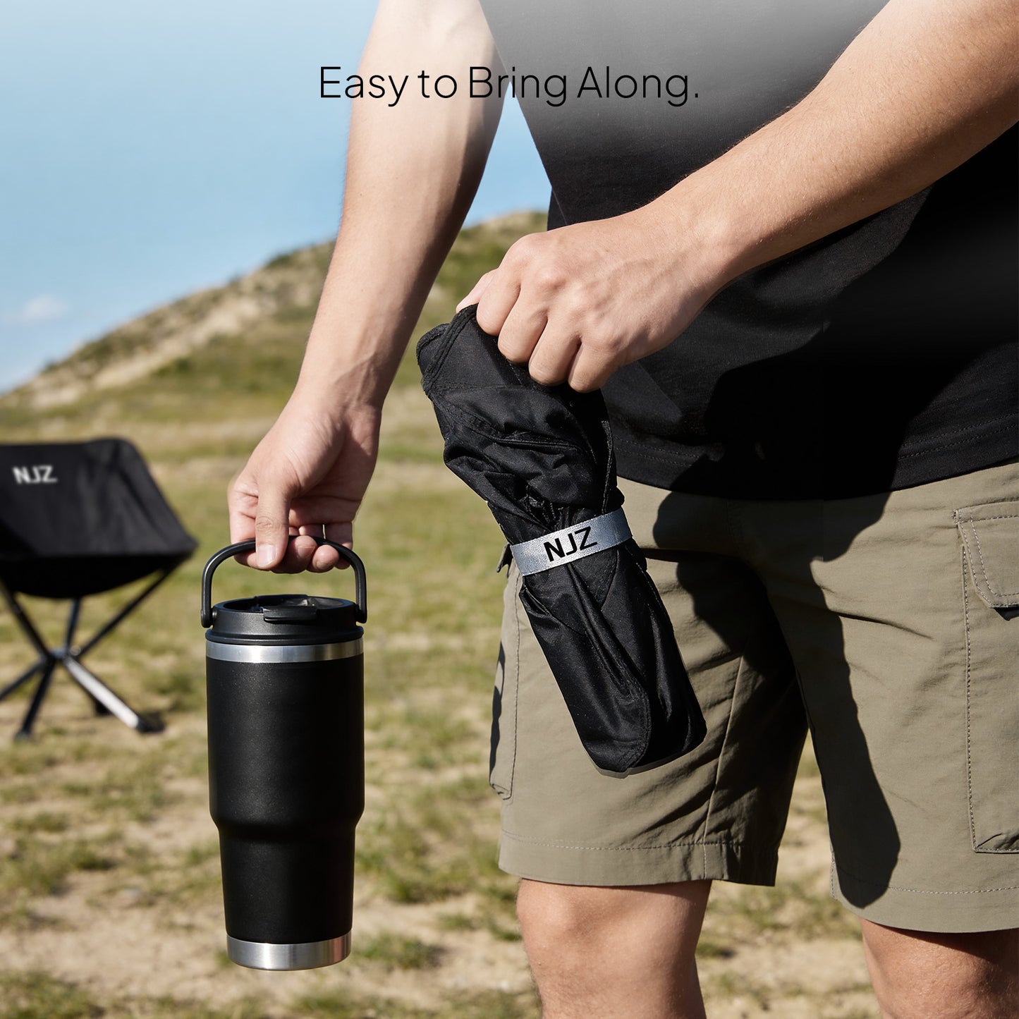 NJZ Ultraleichter Rucksackstuhl – Leichter, tragbarer Campingstuhl (Tragkraft: 90 kg)