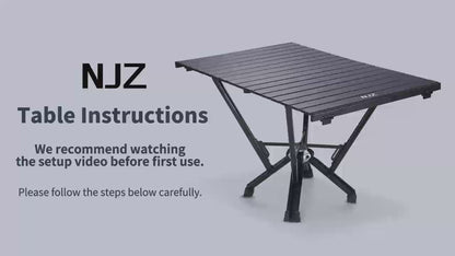 NJZ Heavy Duty Folding Camping Table – 380 lbs Capacity Metal Roll-Up Top